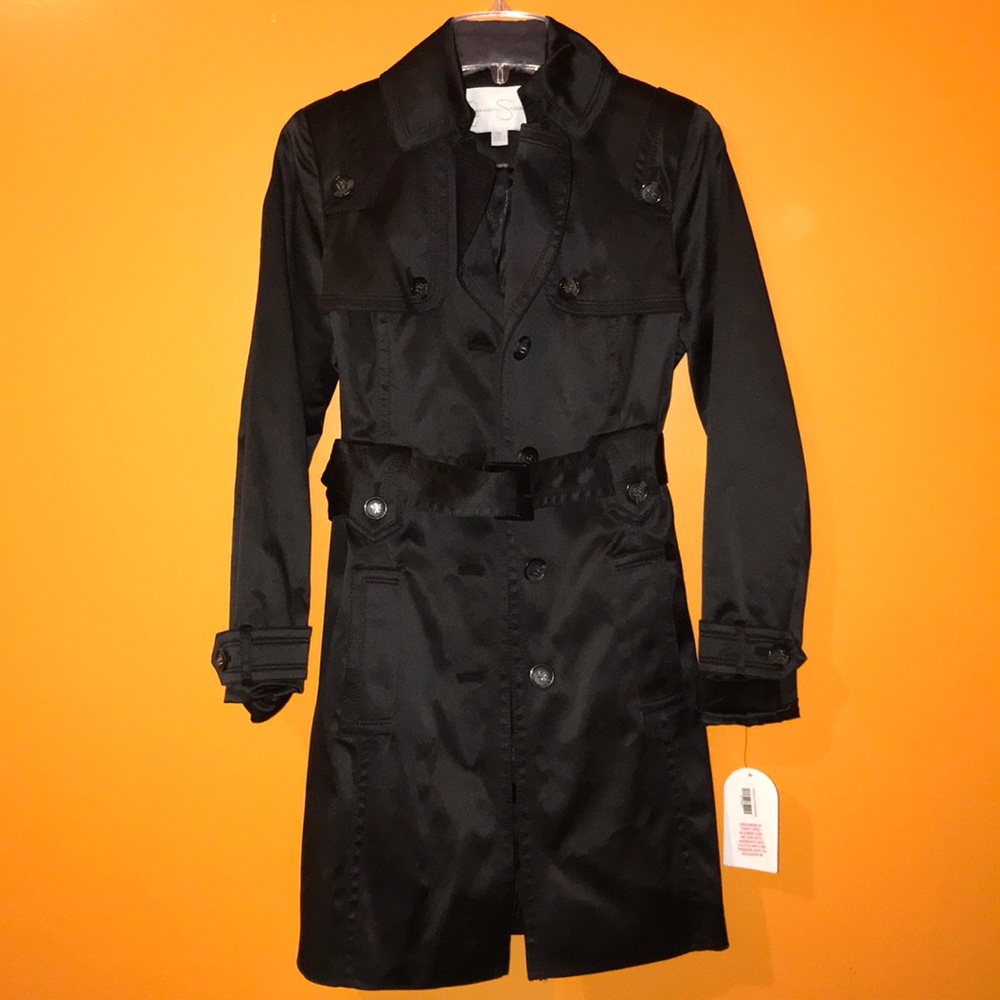 NWT Jessica Simpson Black Trench Coat Size Small